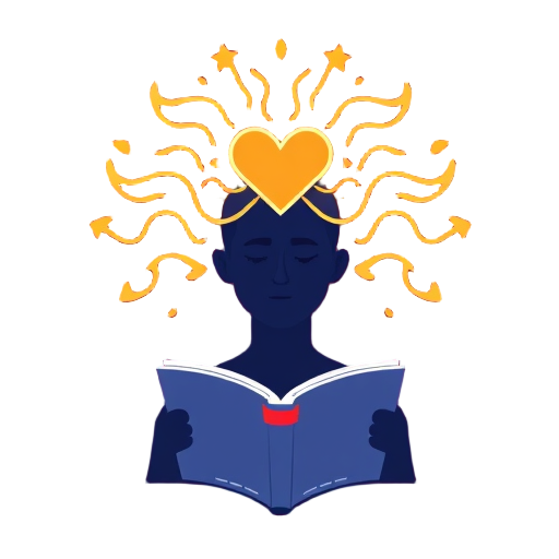 "human silhouette" "energy waves" "brain spark" "heart glow" "open book" "small group" "certificate ribbon" "calm face" "growth arrow" "helping hands"