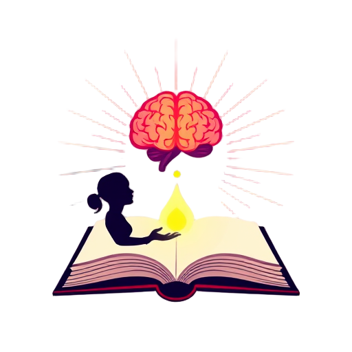 "open book" "glowing brain" "growing plant" "human silhouette" "radiant energy" "hands healing" "small group" "training session" "light rays"