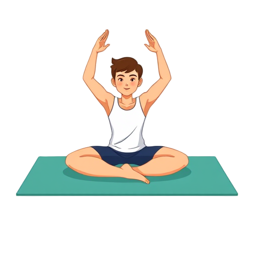 Een ontspannen persoon in een yogapose op een mat.