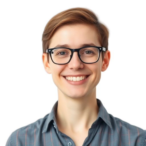 Een persoon glimlachend naar de camera met een witte achtergrond.