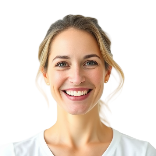 A person smiling to the camera with a white background looking like
