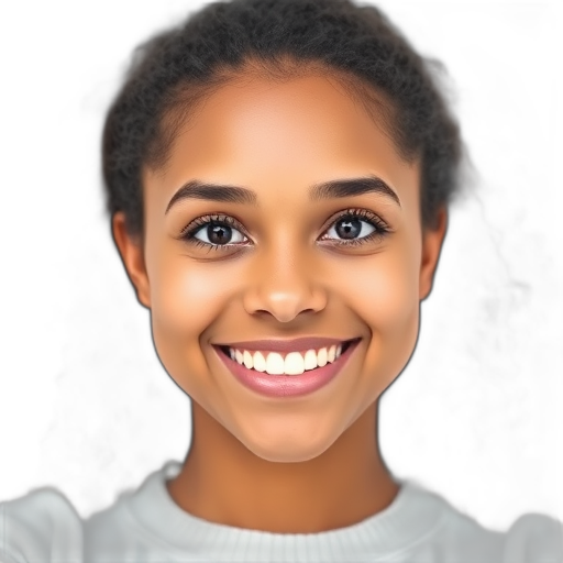 Een persoon die lachend naar de camera kijkt.