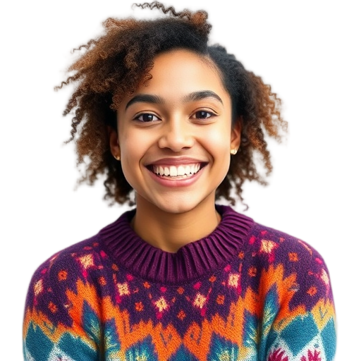 Een lachend persoon met een witte achtergrond.