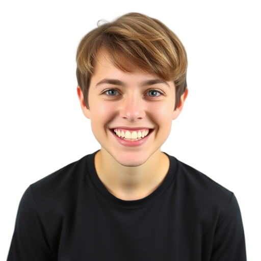 Een persoon die naar de camera glimlacht met een witte achtergrond.