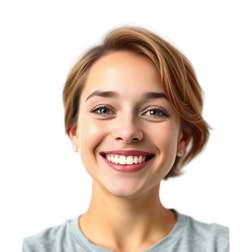 Een persoon die glimlacht naar de camera met witte achtergrond.