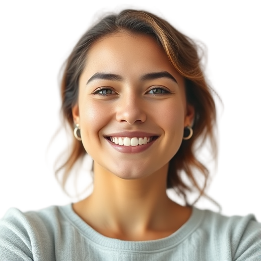 Een glimlachende persoon tegen een witte achtergrond.