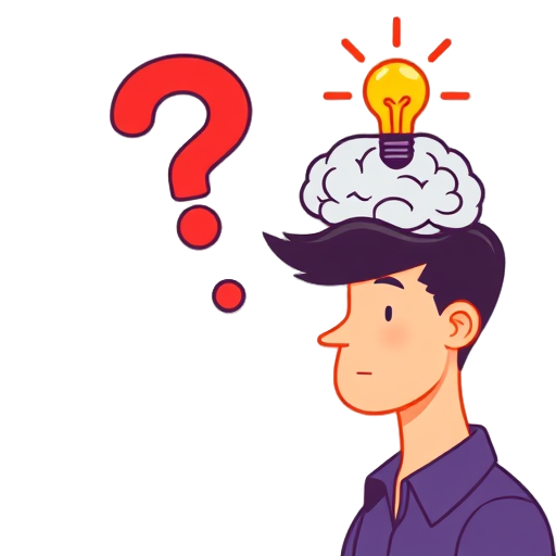 "person thinking" "quiz question mark" "brain lightbulb"