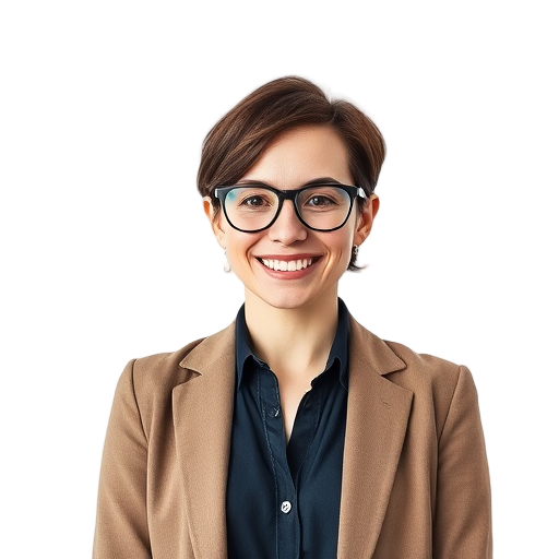 Een persoon glimlacht naar de camera met een witte achtergrond.