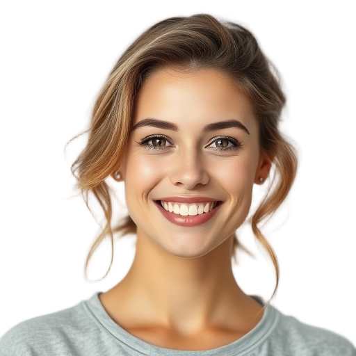 A woman smiling to the camera with a white background looking like