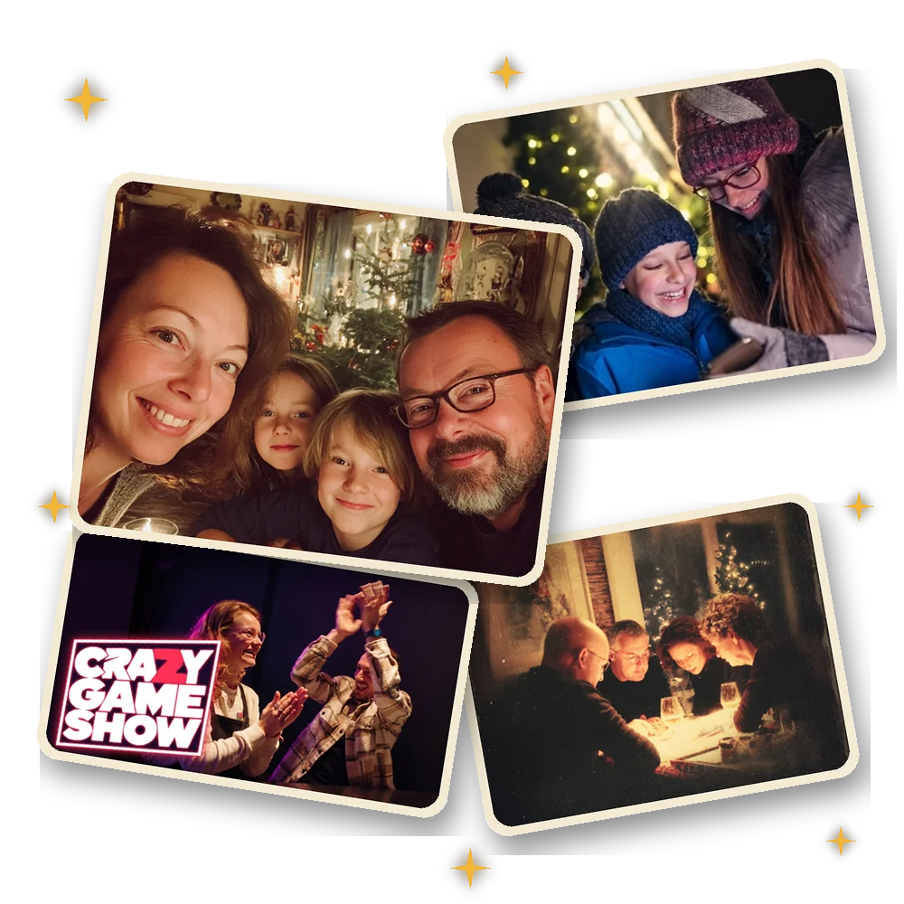 Gezinnen en vrienden spelen kerstspellen van City Adventures: escape game, citygame en spelshow