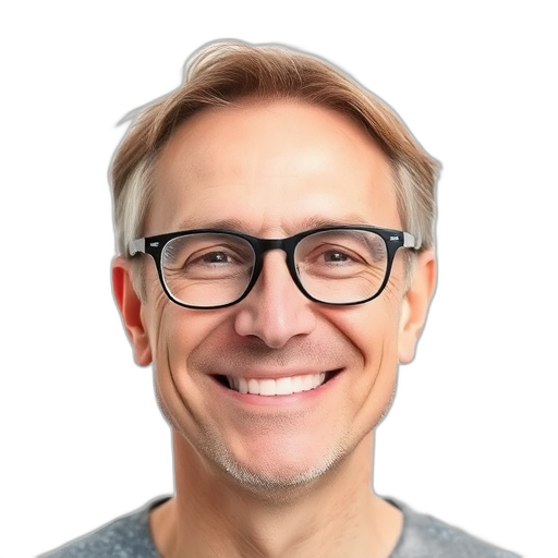 Een persoon die glimlacht naar de camera.