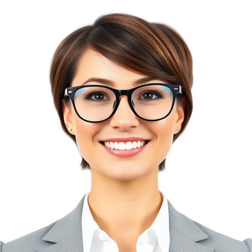 Een vrouwelijke ondernemer glimlachend voor een witte achtergrond.