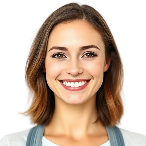 Een persoon die naar de camera lacht met een witte achtergrond.