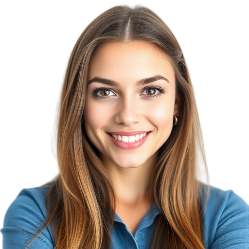 Een persoon die glimlacht naar de camera met een witte achtergrond.