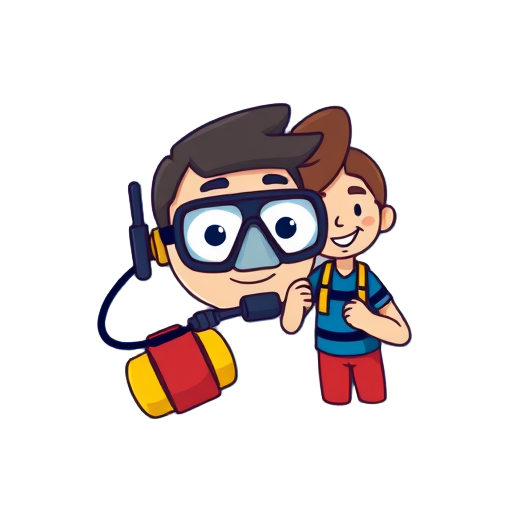 Een vriendelijke duikinstructeur met een leerling.