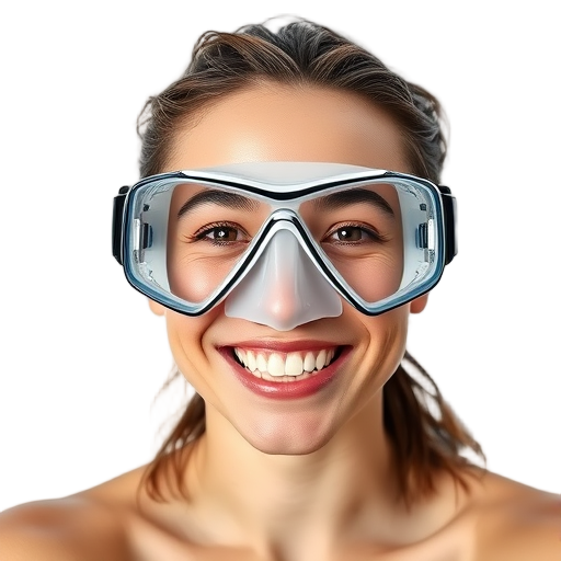 Een glimlachend persoon met een duikmasker.