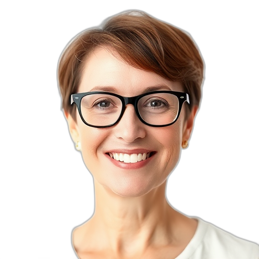 Een glimlachende vrouw met een witte achtergrond.