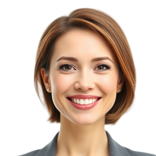 A person smiling to the camera with a white background looking like