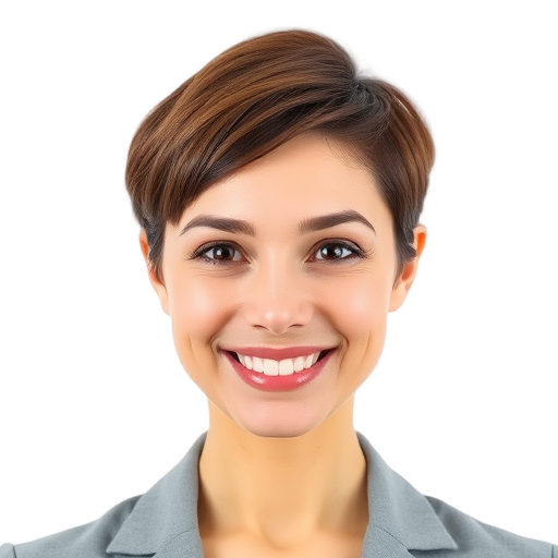 A person smiling to the camera with a white background looking like