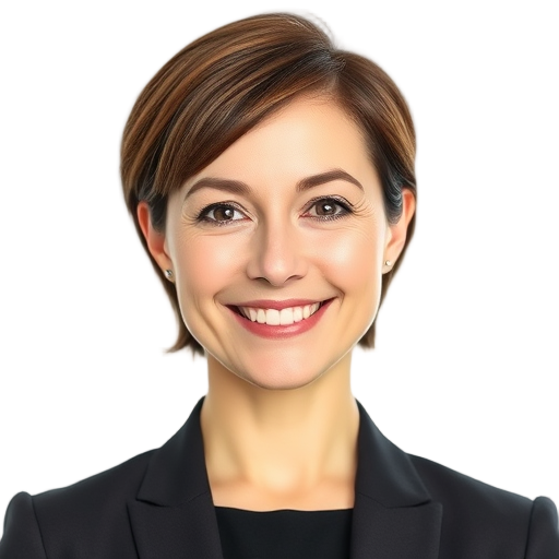 A person smiling to the camera with a white background looking like