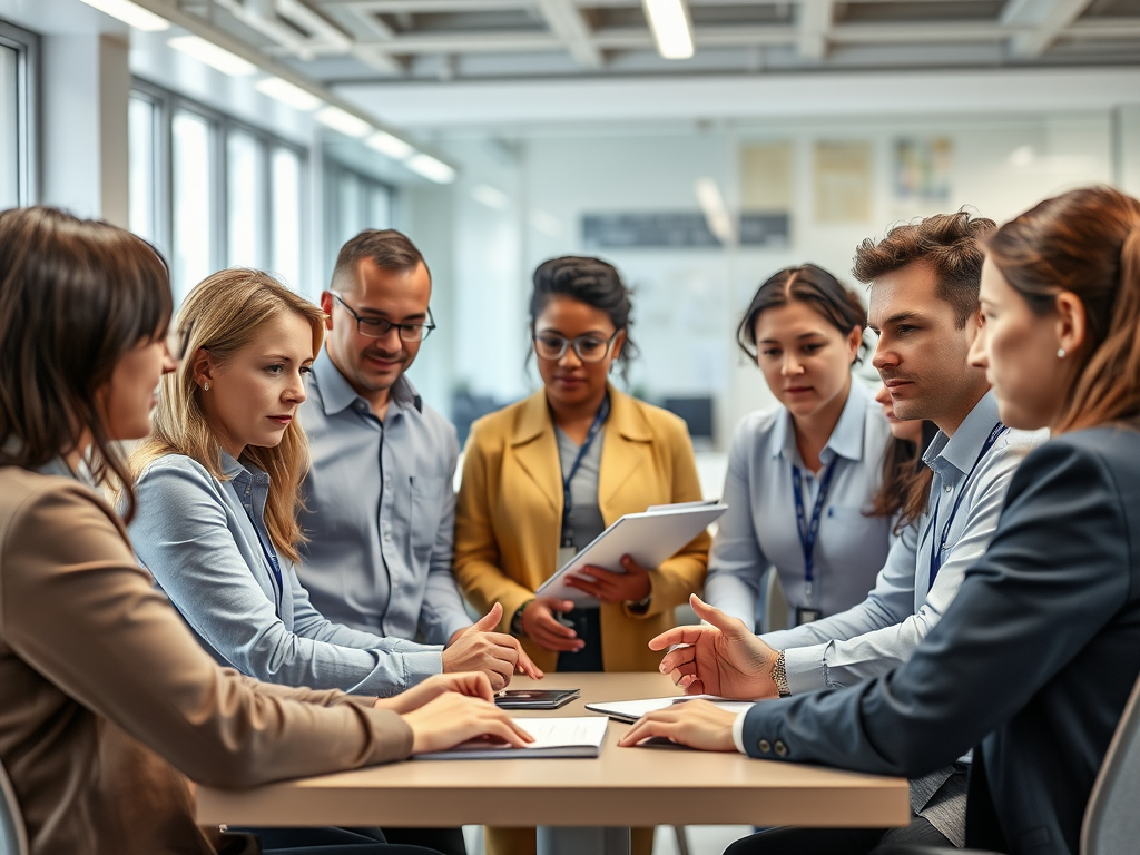 Een diverse groep professionals tijdens een veiligheidstraining.