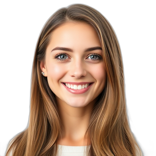 Een persoon met een glimlach tegen een witte achtergrond.