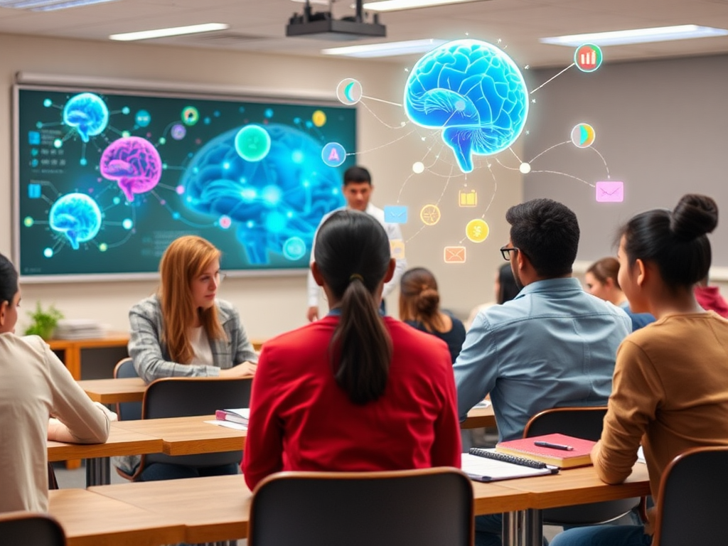 Een klaslokaal met een trainer en diverse studenten.