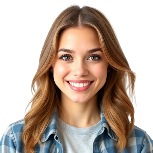 Een persoon die naar de camera lacht met een witte achtergrond.