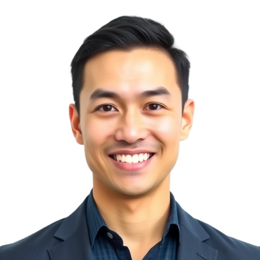 A person smiling to the camera with a white background looking like