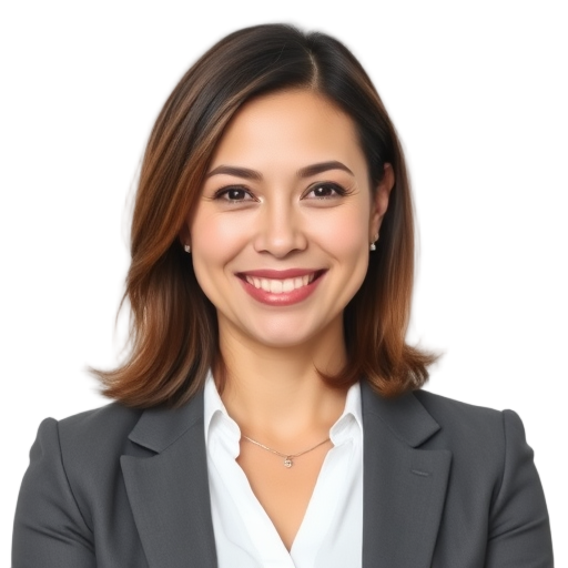 Een persoon glimlachend naar de camera met een witte achtergrond.