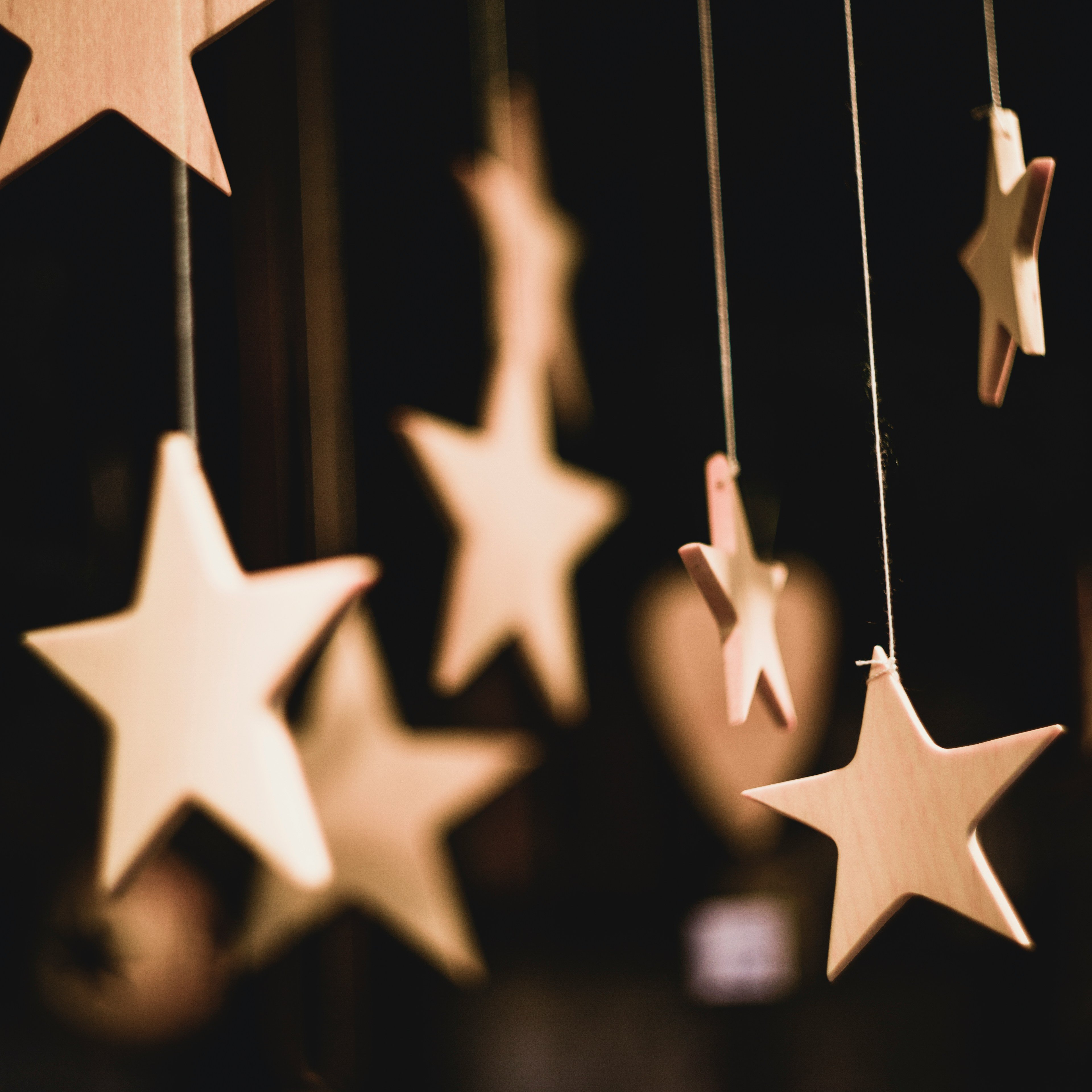 Golden wooden stars – xmas christmas decoration items