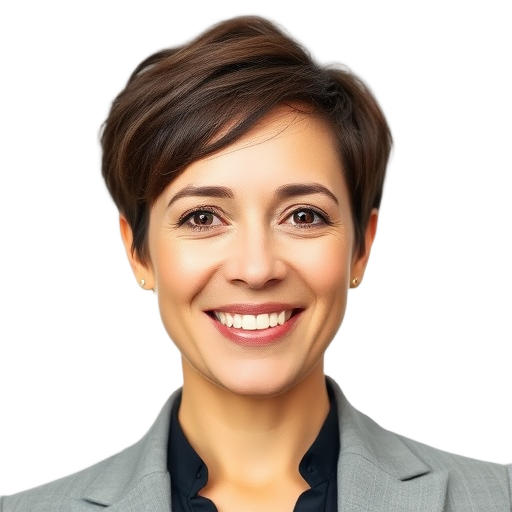 A person smiling to the camera with a white background looking like