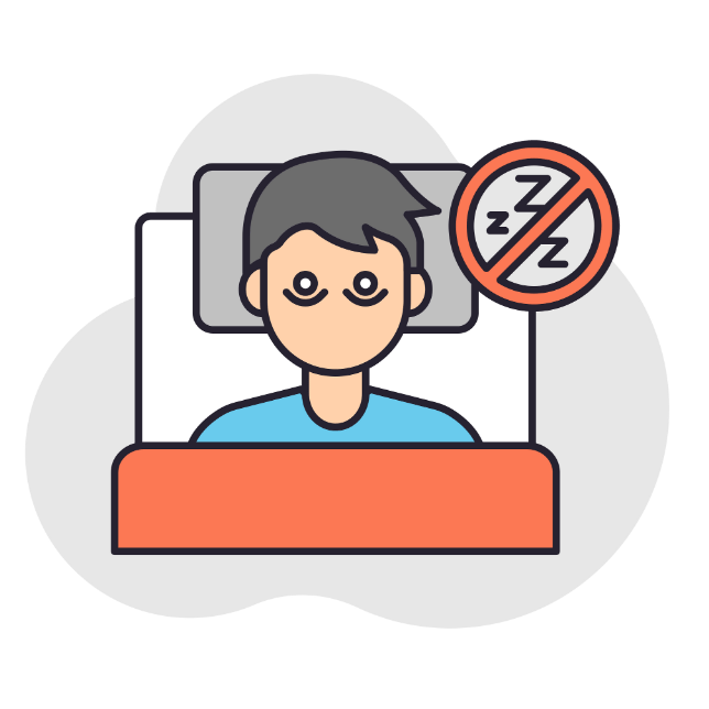 illustratie van iemand die moeite heeft met inslapen