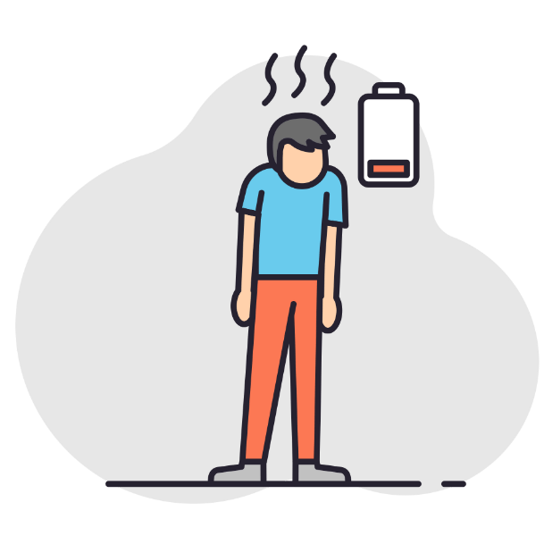 illustratie van iemand met weinig energie