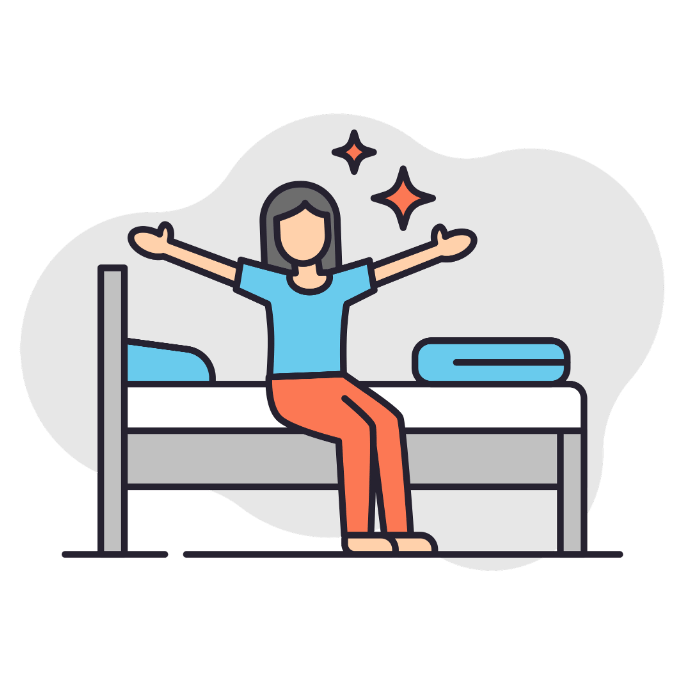 illustratie van iemand die uitgerust wakker is