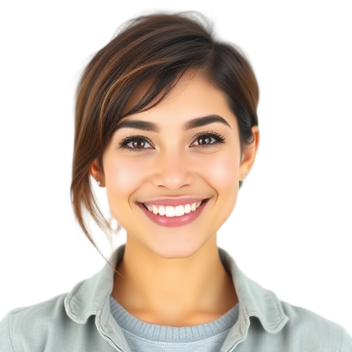 Een persoon glimlacht naar de camera met een witte achtergrond.