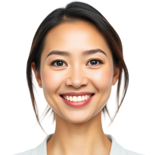 A person smiling to the camera with a white background looking like