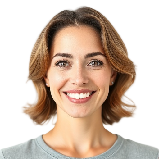 A person smiling to the camera with a white background looking like