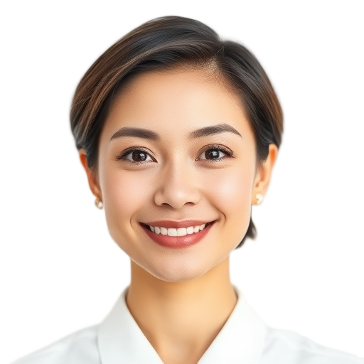 A person smiling to the camera with a white background looking like