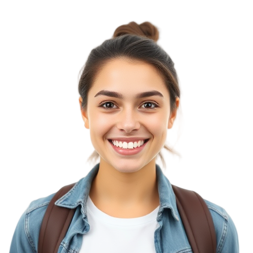 Een persoon die glimlacht naar de camera met een lichte achtergrond.