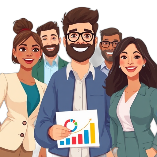 Diverse ondernemers vieren succes met blije gezichten.