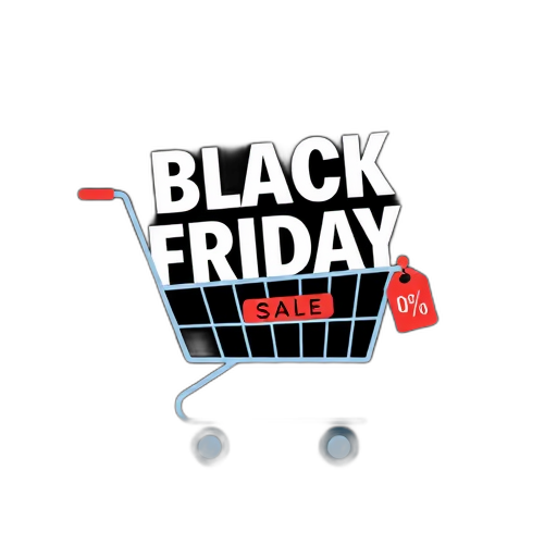 Winkelwagentje met tekst over Black Friday-uitverkoop.
