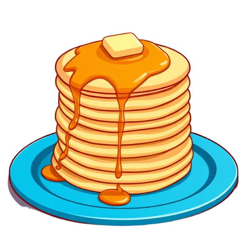 "stacked pancakes" "golden brown" "butter melting" "syrup drizzle" "blue plate" "simple kitchen"