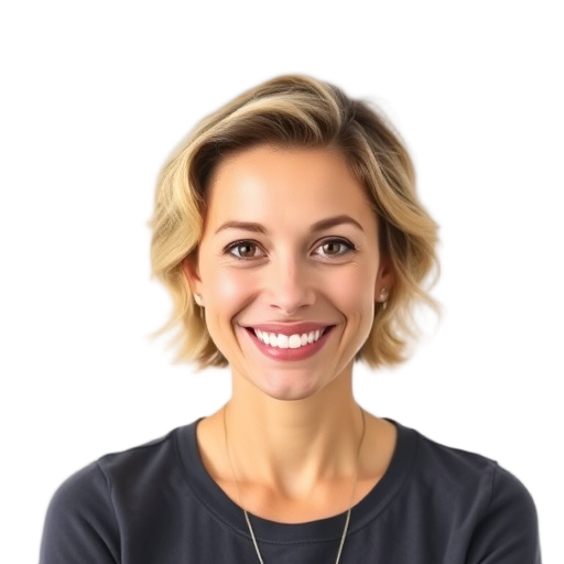 A person smiling to the camera with a white background looking like