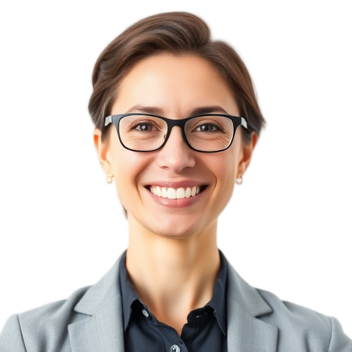 A person smiling to the camera with a white background looking like