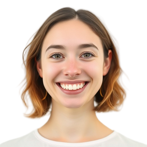 A person smiling to the camera with a white background looking like
