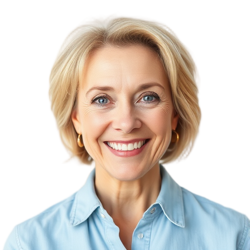 A person smiling to the camera with a white background looking like