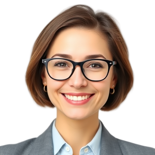 A person smiling to the camera with a white background looking like