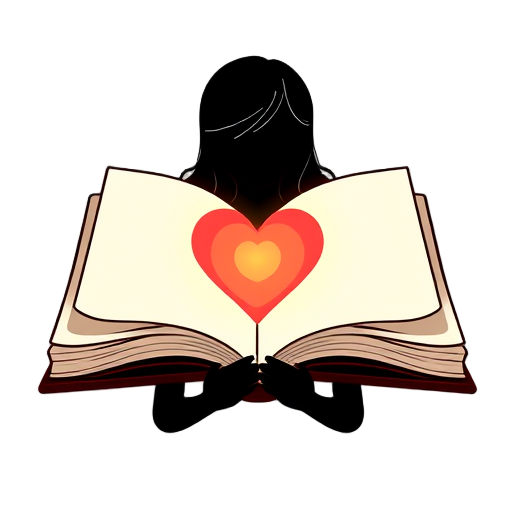 "open book" "glowing heart" "woman silhouette"