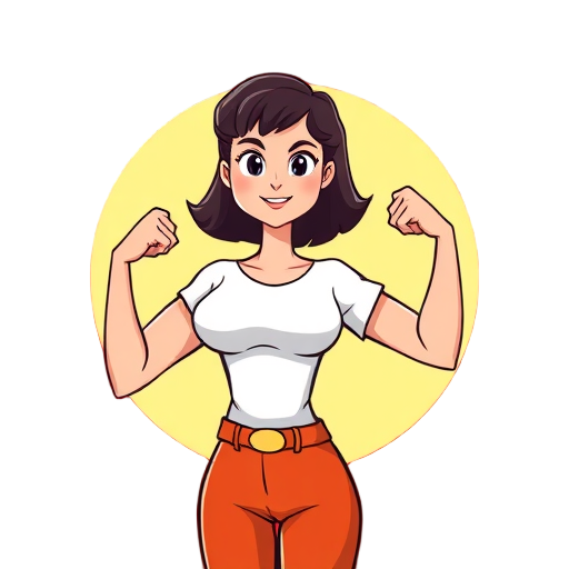 "strong woman" "power pose" "bright aura" "minimalist style" "bold colors" "flat design"